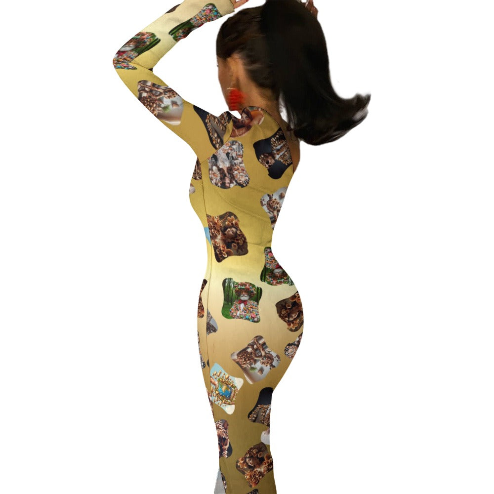 "Mushroom Fashion Show" Half Sleeve Slit Dress