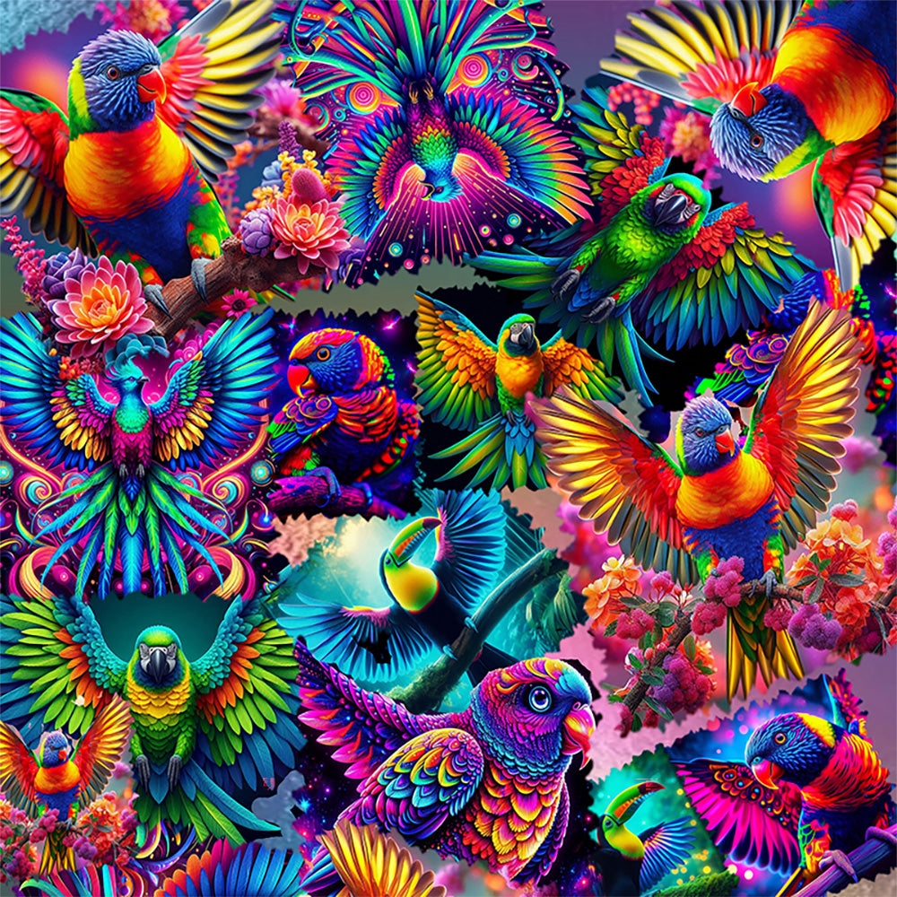 “Neon Aviary” Women's Long Hoodie