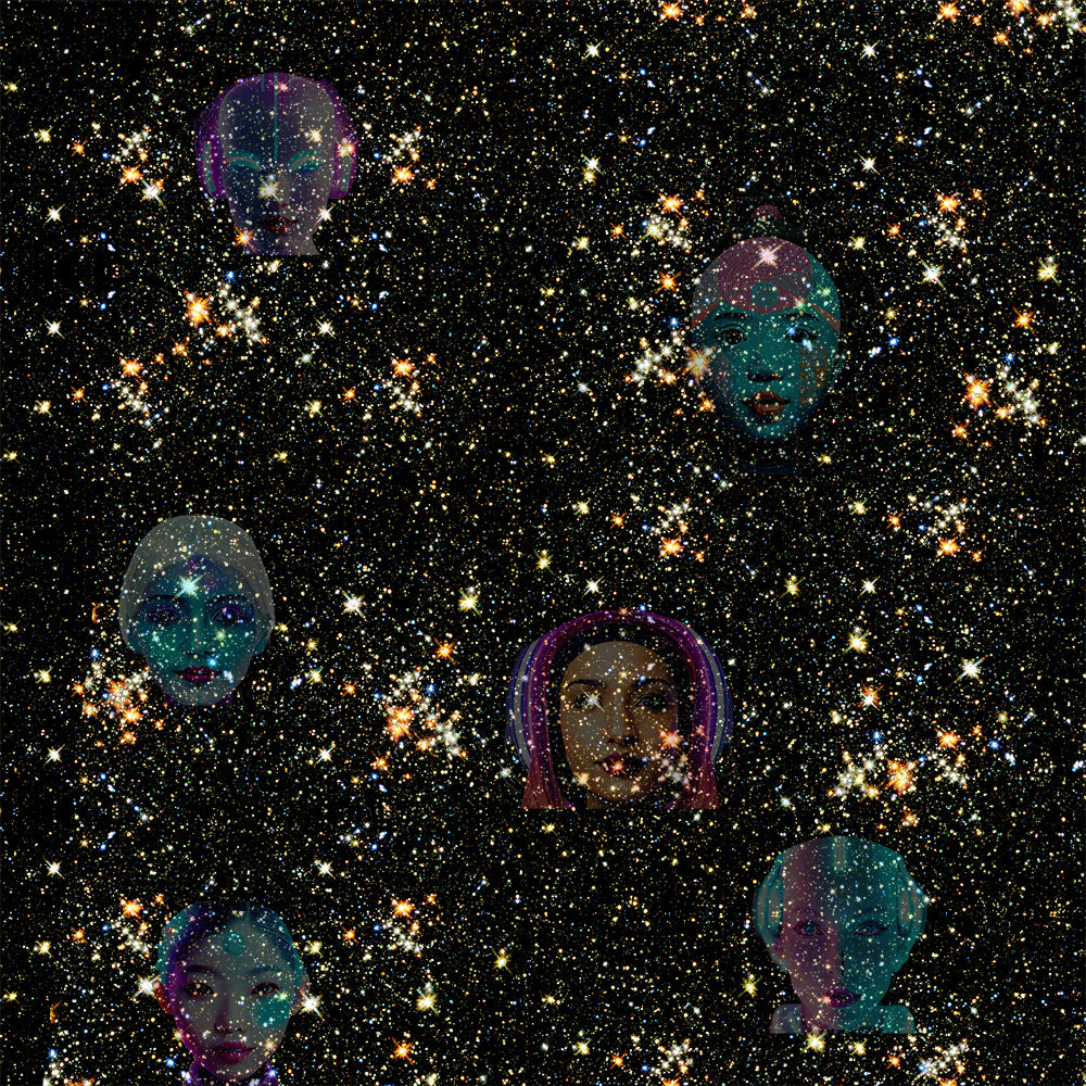 "Girls from Quintuplet Galaxy Cluster" Women's Long Hoodie