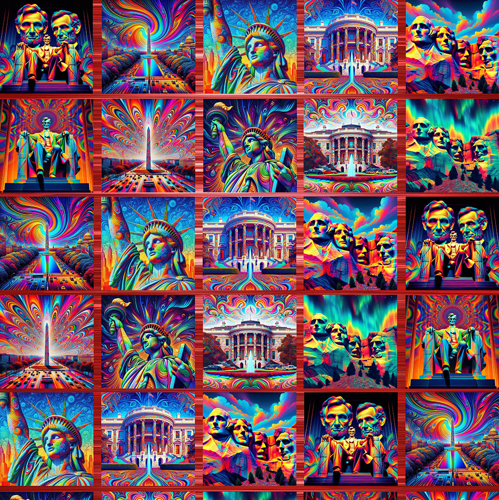 “Monumental Psychedelia” Men’s Lounge Shirt Sizes S to 5XL