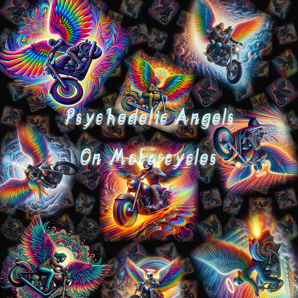 “Psychedelic Angels on Motorcycles“ Men's Basic T-Shirt – Sizes S- 5XL