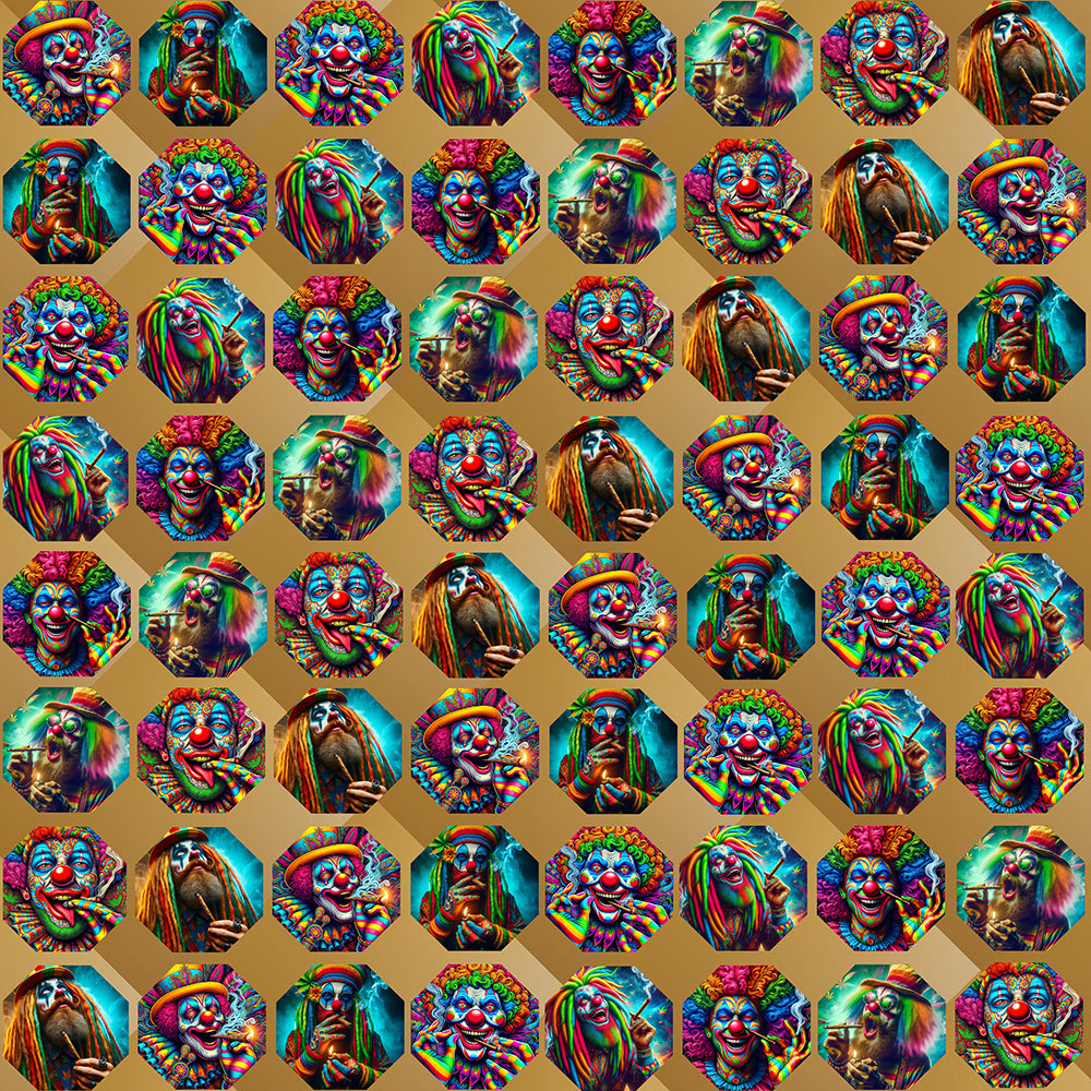 "Psychedelic Clowns Toking in Gold” Women's Halter Straps Backless Swimsuit