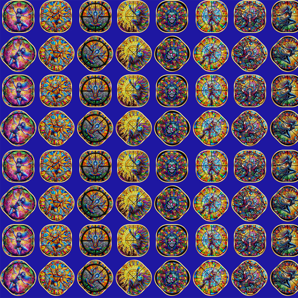 "Stained Glass Psychedelic Ravers” Women’s Extra Wide Leg Pants