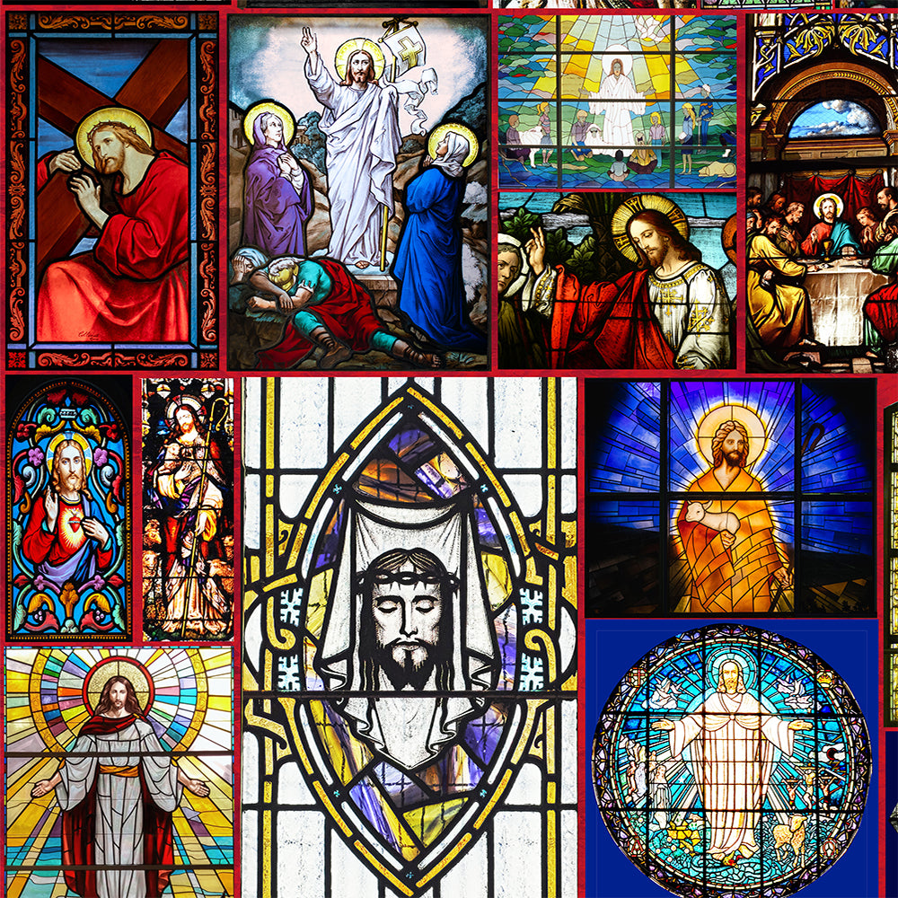 “Stained Glass Jesus for Christmas” Women’s Basic T-Shirt – Sizes S – 6XL