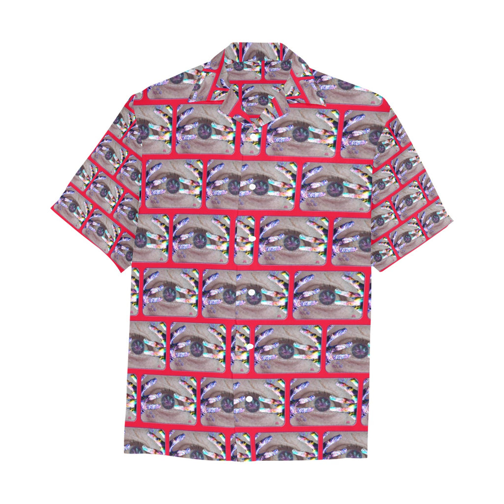 “Eye High” Men’s Designer Lounge Shirt with Pocket - Red