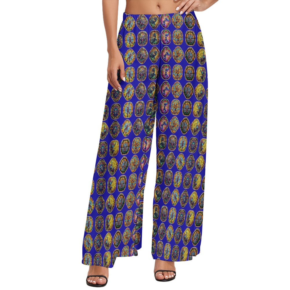 "Stained Glass Psychedelic Ravers” Women’s Extra Wide Leg Pants