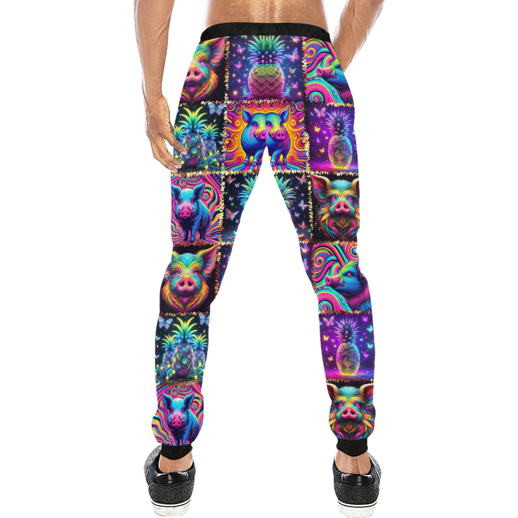 “Psychedelic Pigs and Pineapples” Men’s Joggers