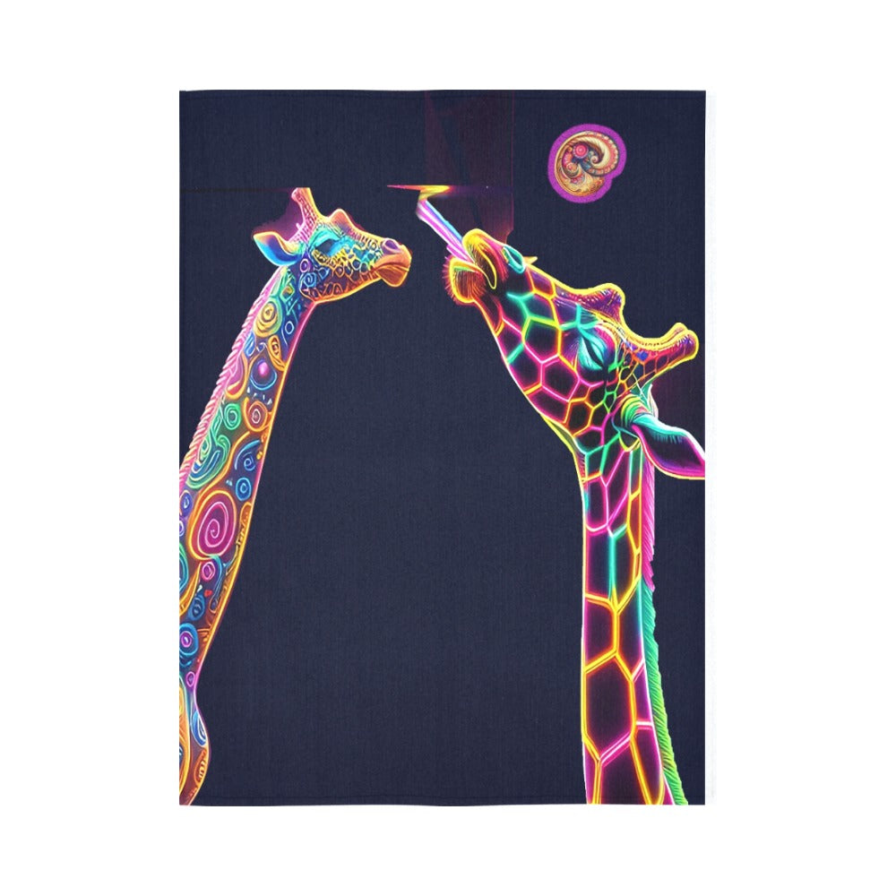 “Psychedelic Giraffes Under a Paisley Moon” Wall Tapestry 60"x 80"