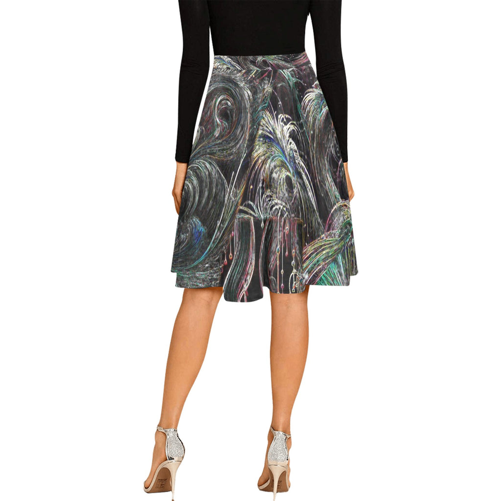 “Feathery Wisps Inverted ” Women's Pleated Midi Skirt
