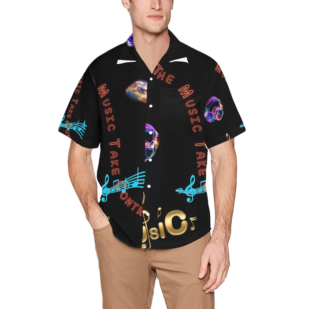 “Let the Music Take Control” Men’s Lounge Shirt with Pocket