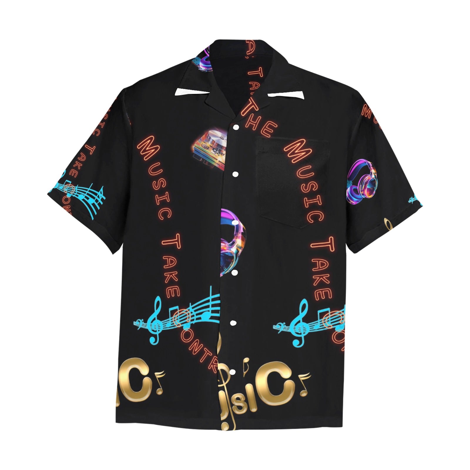 “Let the Music Take Control” Men’s Lounge Shirt with Pocket