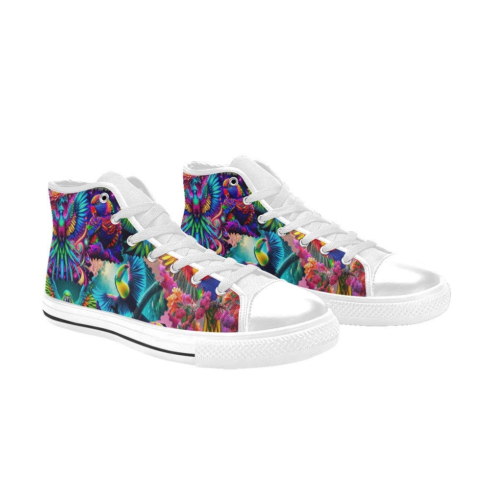 “Neon Aviary” Men’s Aquila High Top Canvas Shoes