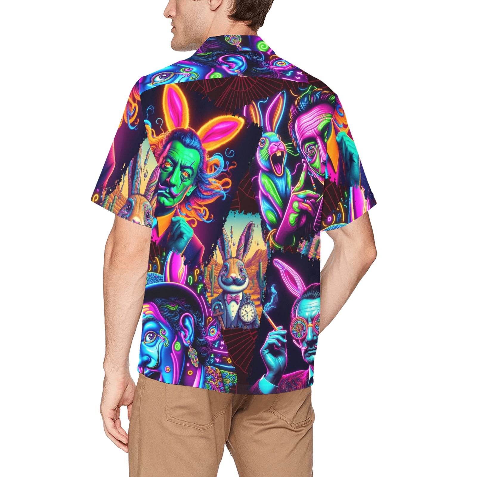“Psychedelic Toking Salvadore Dali Rabbit Man” Men’s Lounge Shirt