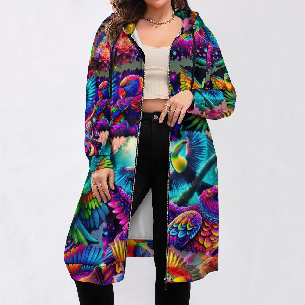 “Neon Aviary” Women's Long Hoodie