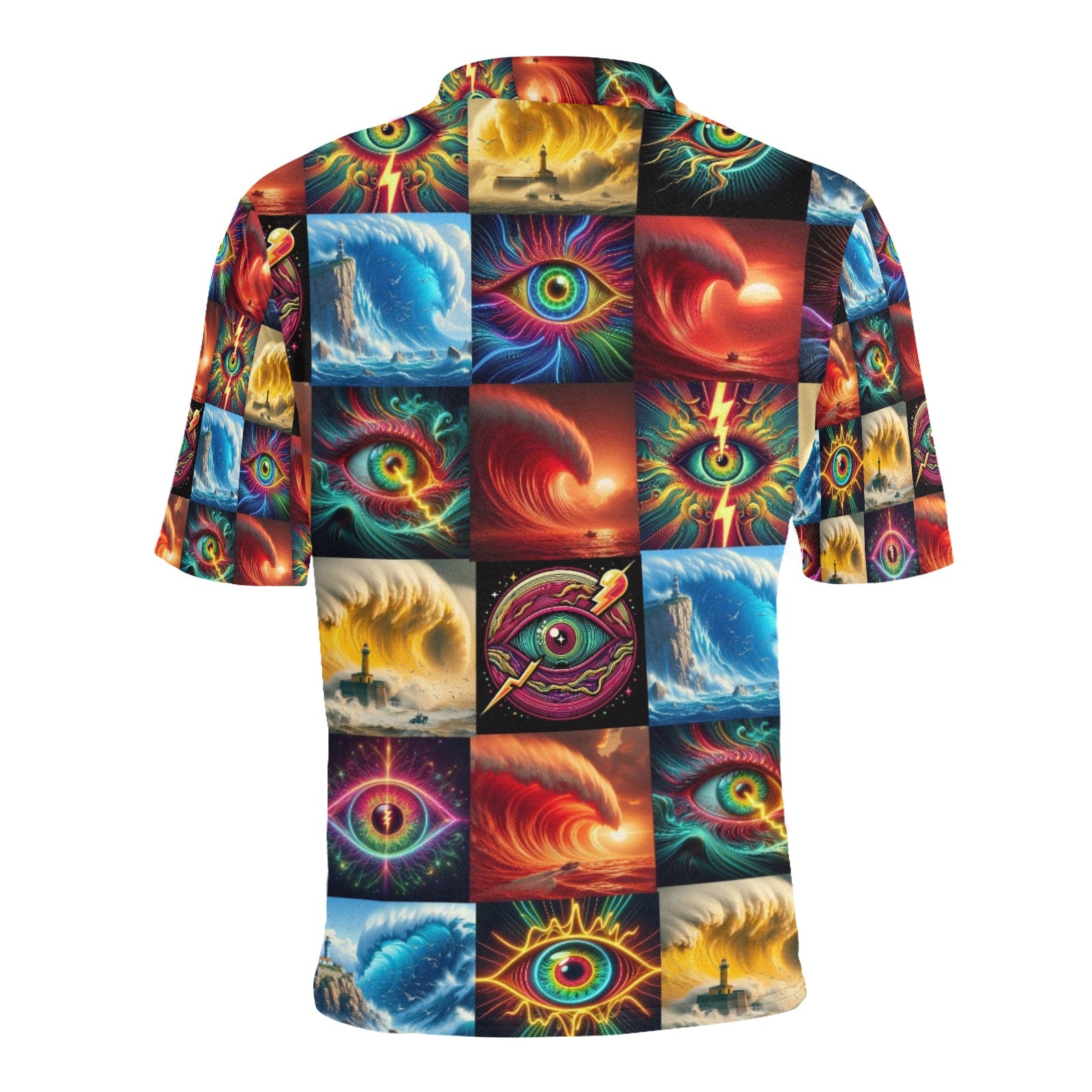 “Eye Wavess” Men’s Short Sleeve Polo Style Lounge Shirt