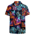 “Psychedelic Warrior Angels Fightiing Dragons” Men’s 100% Polyester Short Sleeve Lounge Shirt