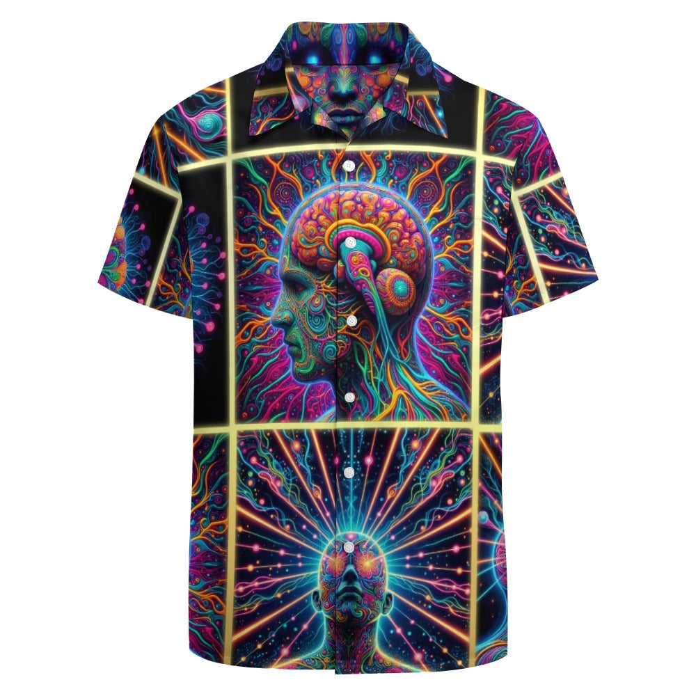 "Neon Neuron Men Emissions” Men’s Festival Lounge Shirt