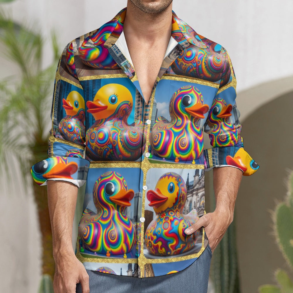 “Psychedelic Rubber Ducky” Lounge Shirt – Long Sleeve One Pocket