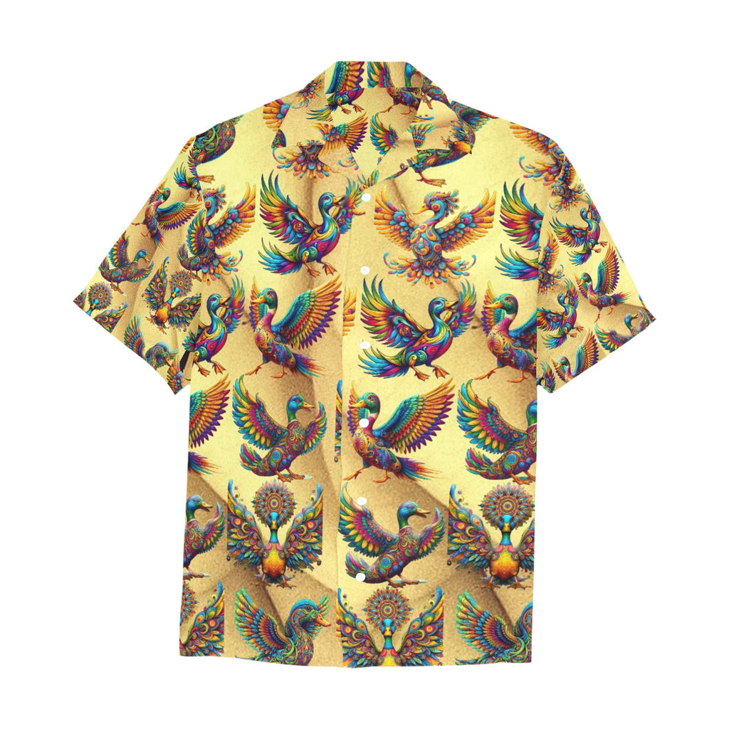 “Psychedelic Ducks on Gold” Men’s Lounge Shirt