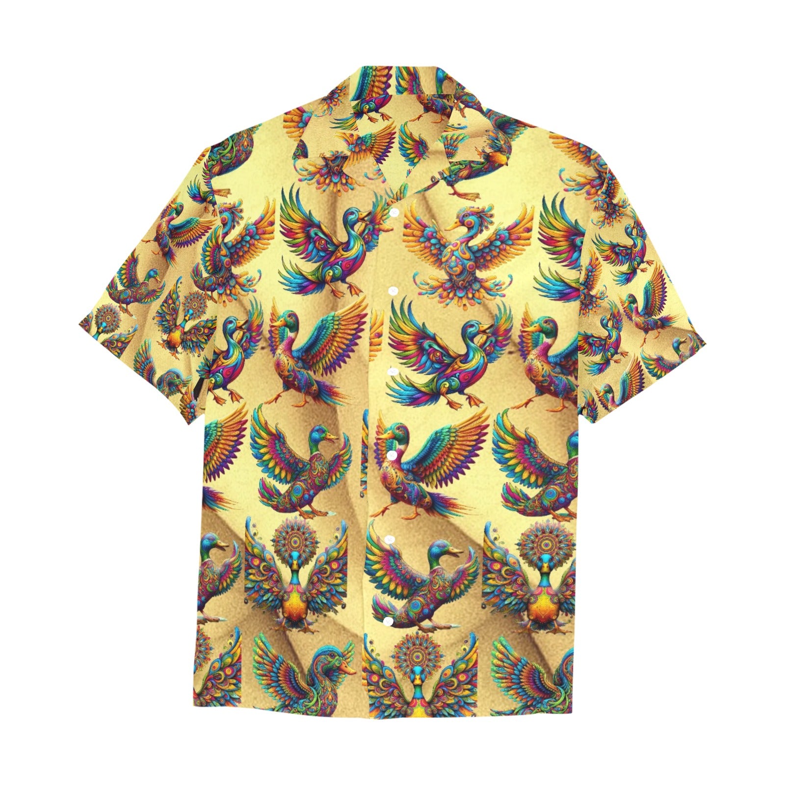 “Psychedelic Ducks on Gold” Men’s Lounge Shirt
