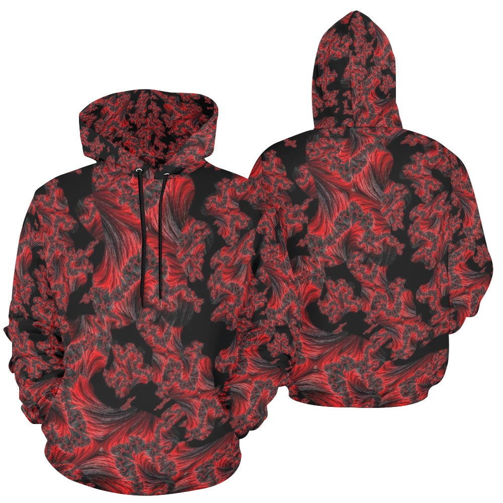 "Crazy Red Feathers in Black" Men’s Hoodie