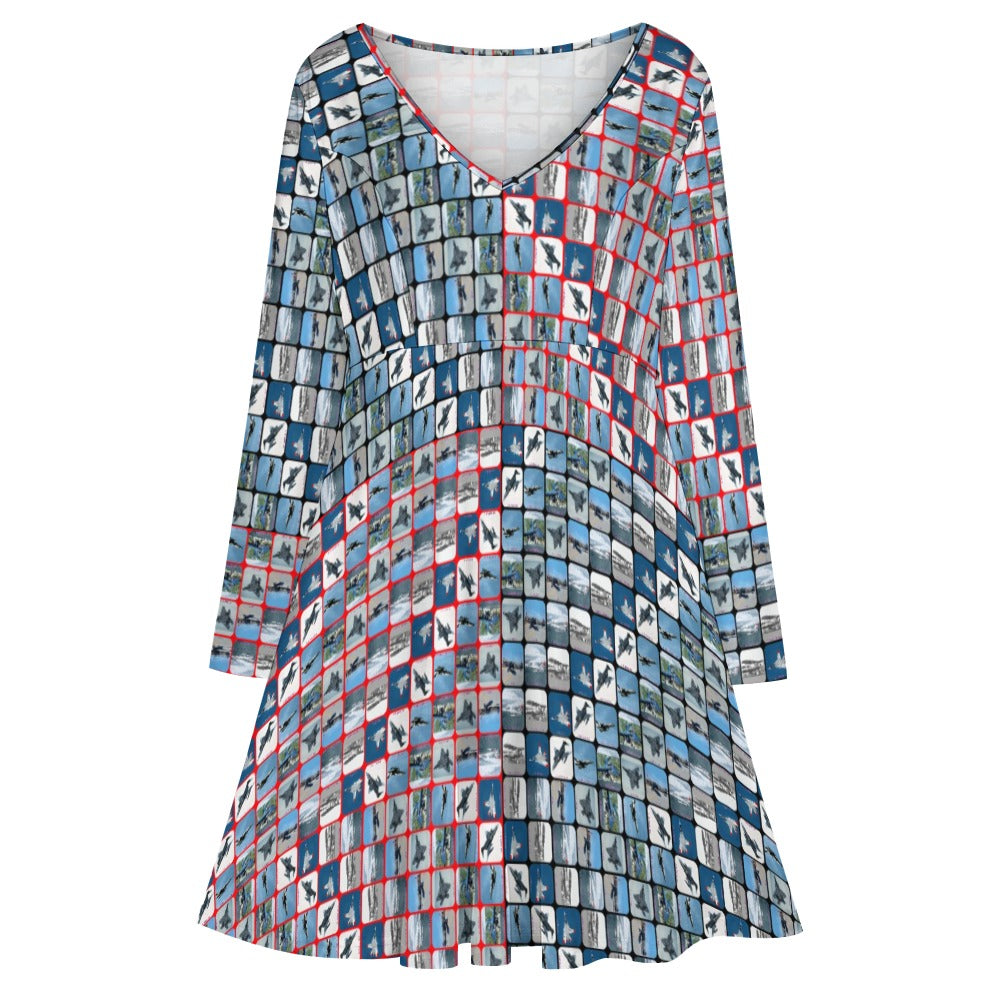 “Fighters Above” Oversized V-Neck Dress