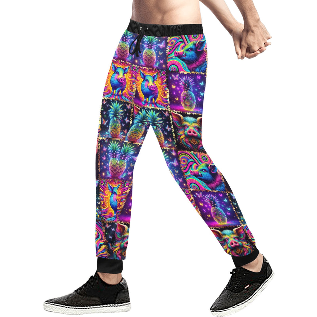 “Psychedelic Pigs and Pineapples” Men’s Joggers