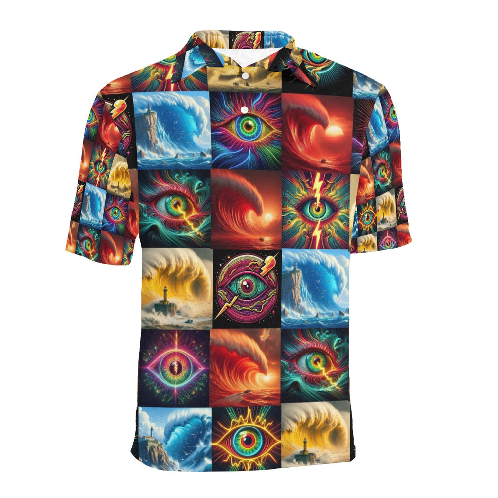 “Eye Wavess” Men’s Short Sleeve Polo Style Lounge Shirt