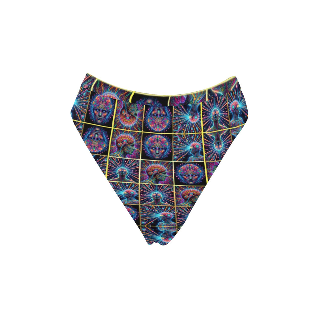 "Neon Neuron Men Emissions” High-Waisted High V-Cut Bikini Rave Bottom -  Sizes XS – 5XL