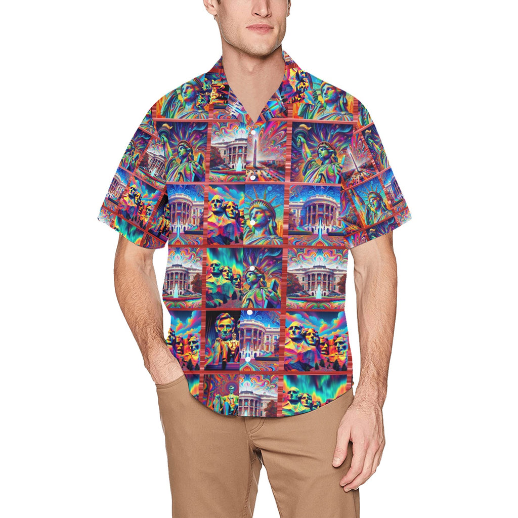 “Monumental Psychedelia” Men’s Lounge Shirt Sizes S to 5XL