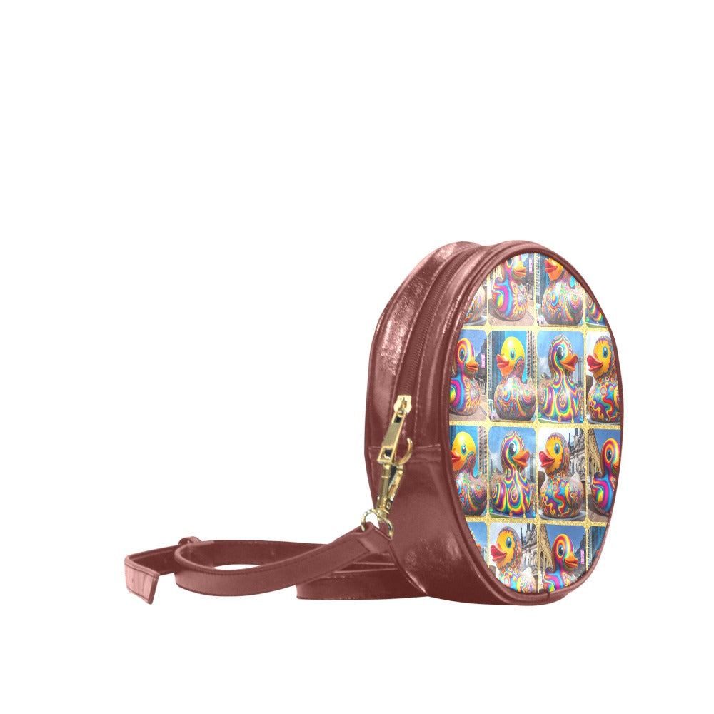 “Psychedelic Rubber Ducky” - Round Messenger Bag