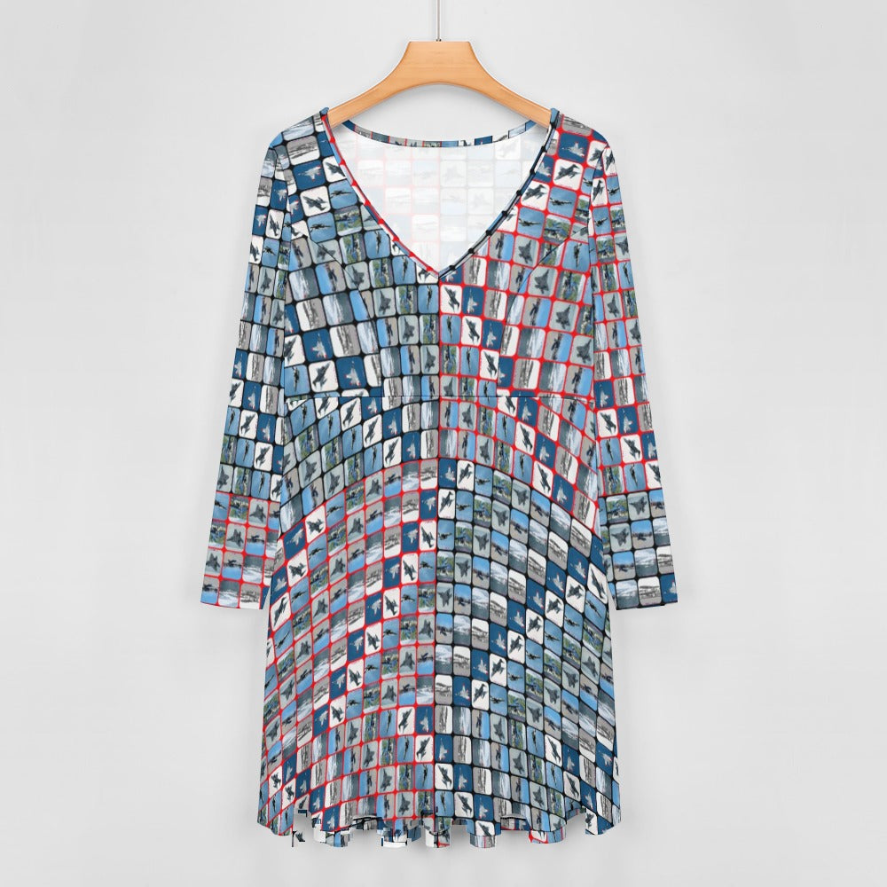 “Fighters Above” Oversized V-Neck Dress