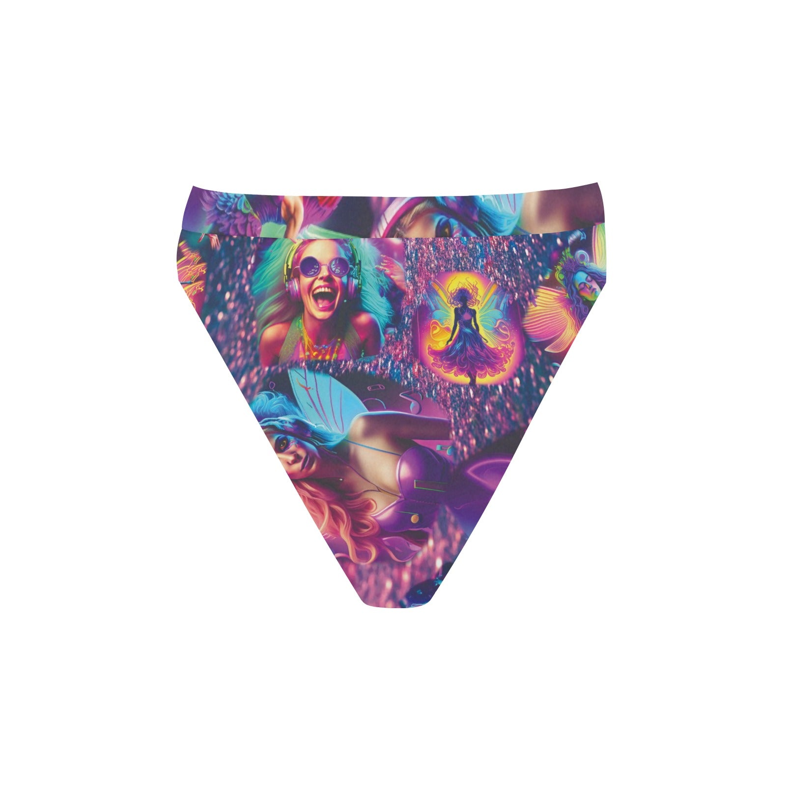 “Rave Fairies” High-Waisted High-Cut Bikini Rave Bottom