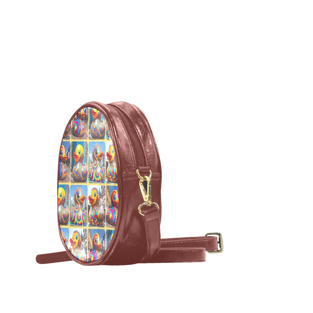 “Psychedelic Rubber Ducky” - Round Messenger Bag