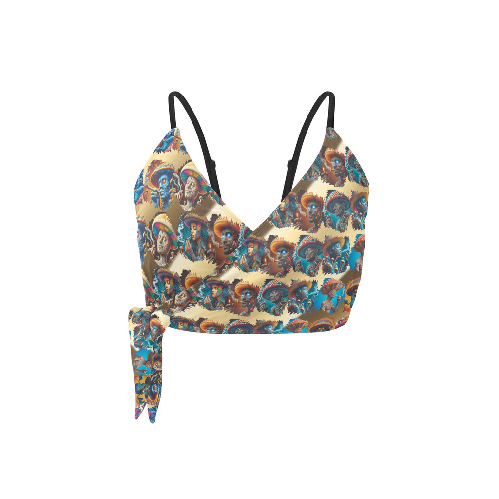 “Toking Psychedelic Mushroom People” Festival Side Knot Bikini Top