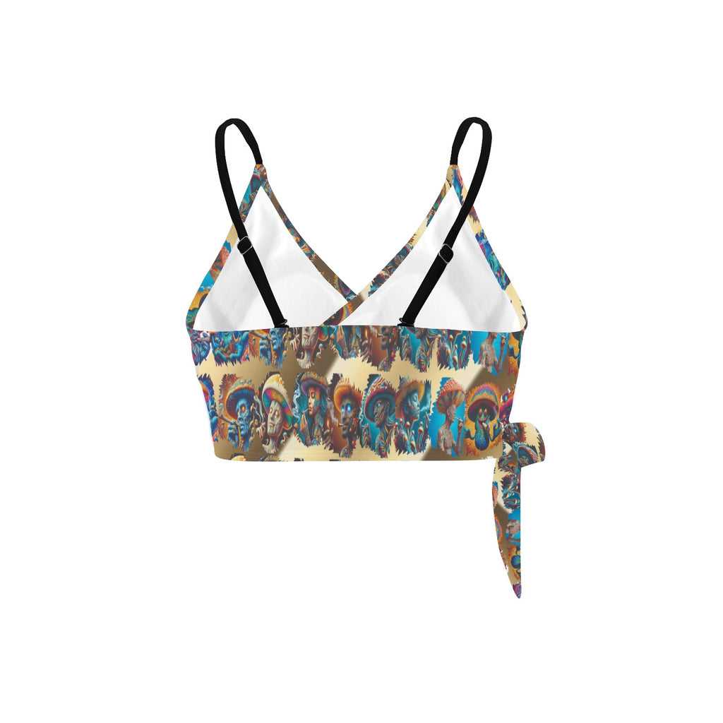 “Toking Psychedelic Mushroom People” Festival Side Knot Bikini Top