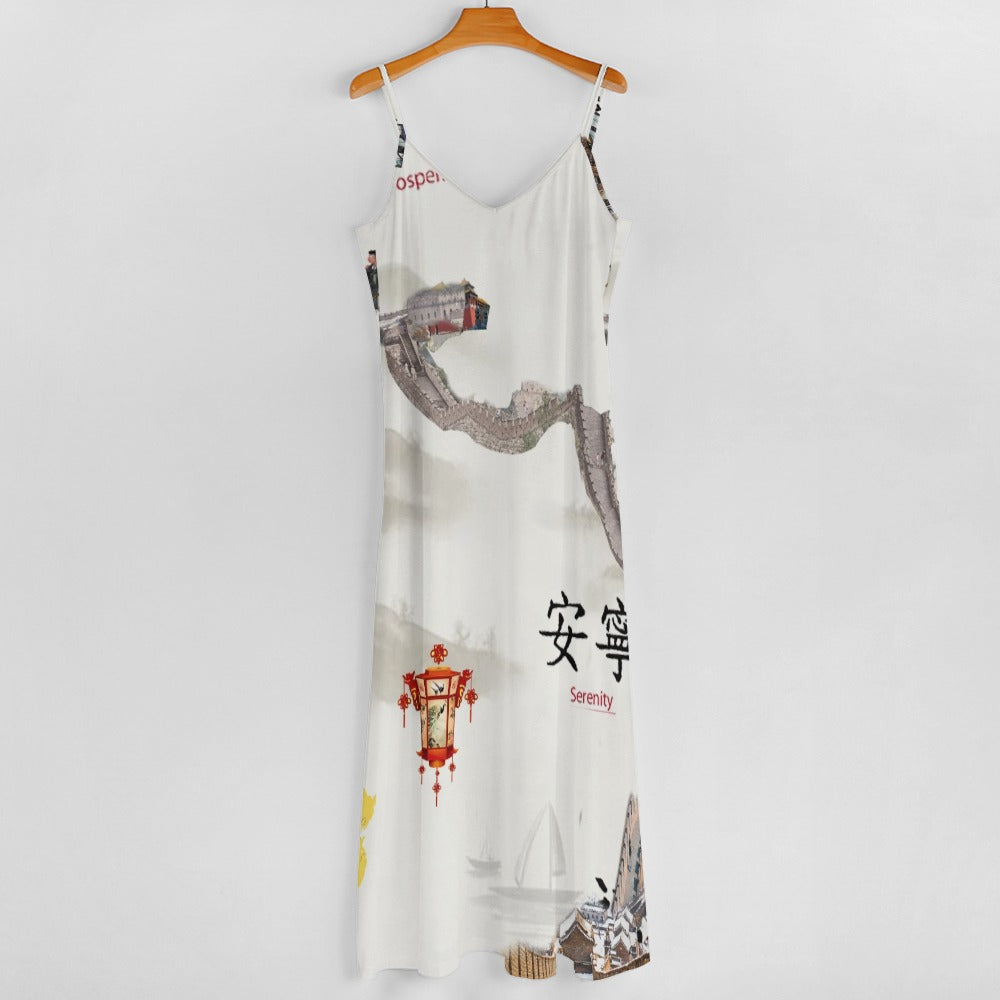"Great Wall" Sling Ankle Long Dress