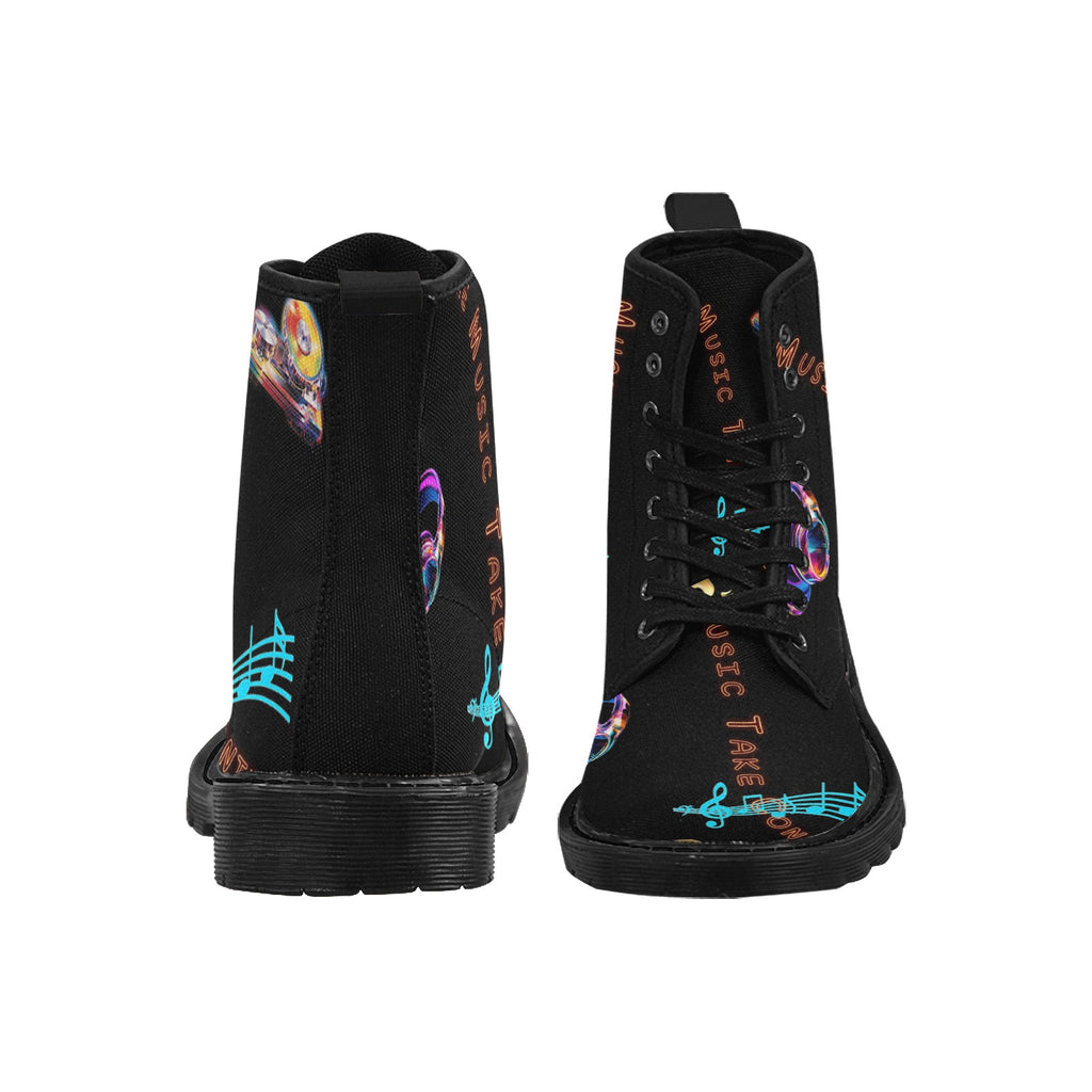 “Let the Music Take Control” " Women's Lace Up Canvas Boots