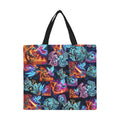 Psychedelic Warrior Angels Fighting Dragons Large Canvas Tote Bag