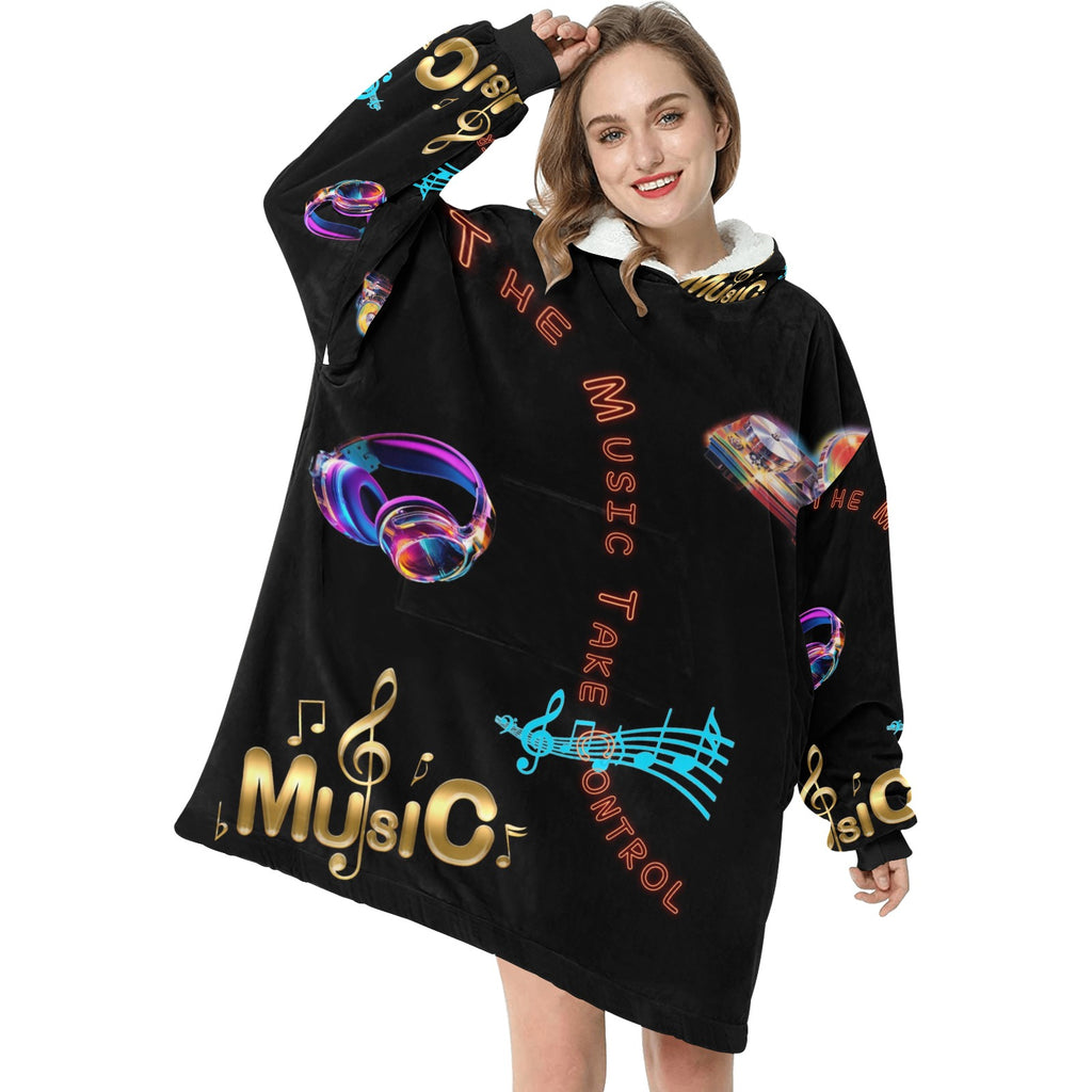 “Let the Music Take Control” Women’s Blanket Hoodie