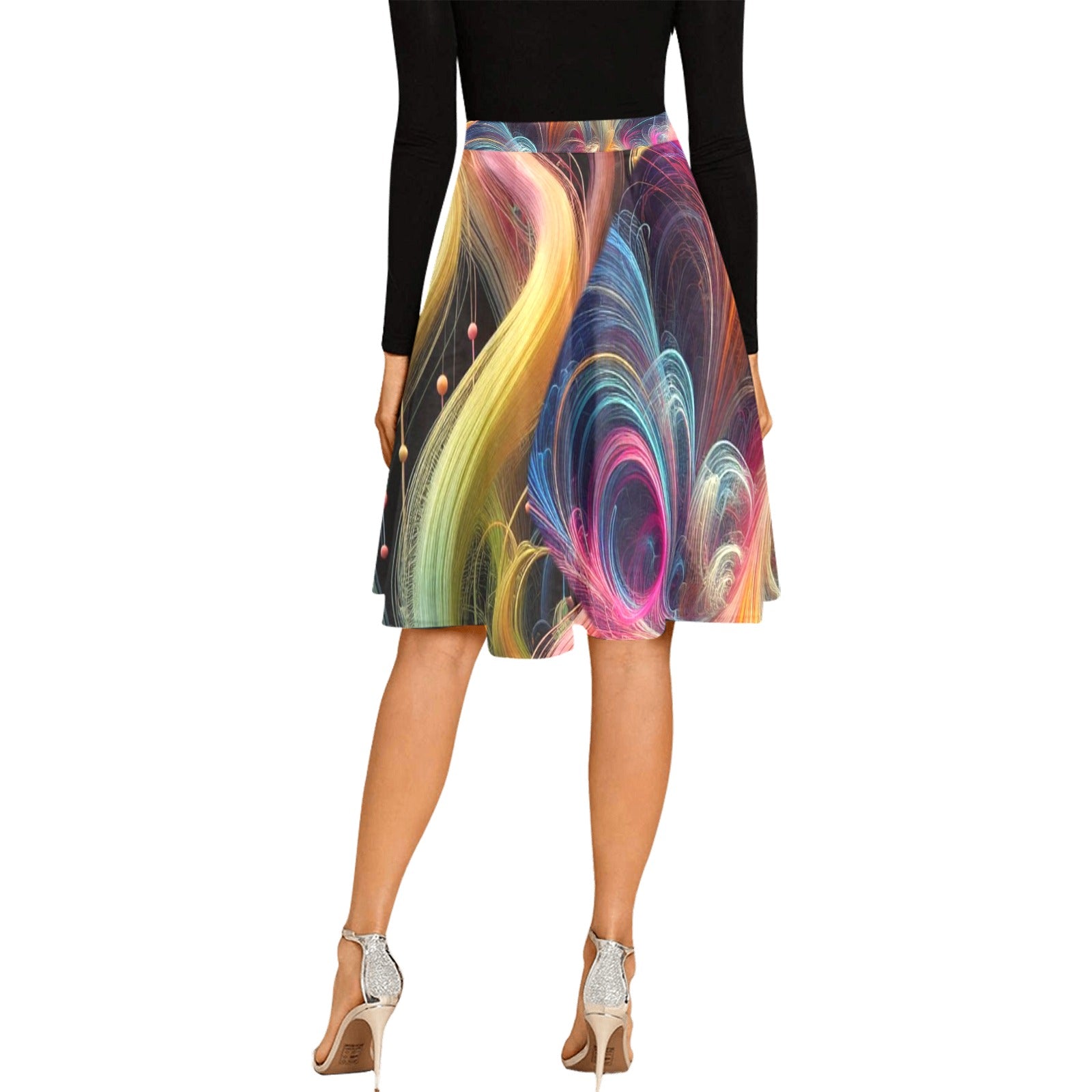 “Feathery Wisps” Women's Pleated Midi Skirt