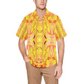 “Fire and Gold” Men’s Designer Lounge Shirt with Pocket – 90 Degree Yellow