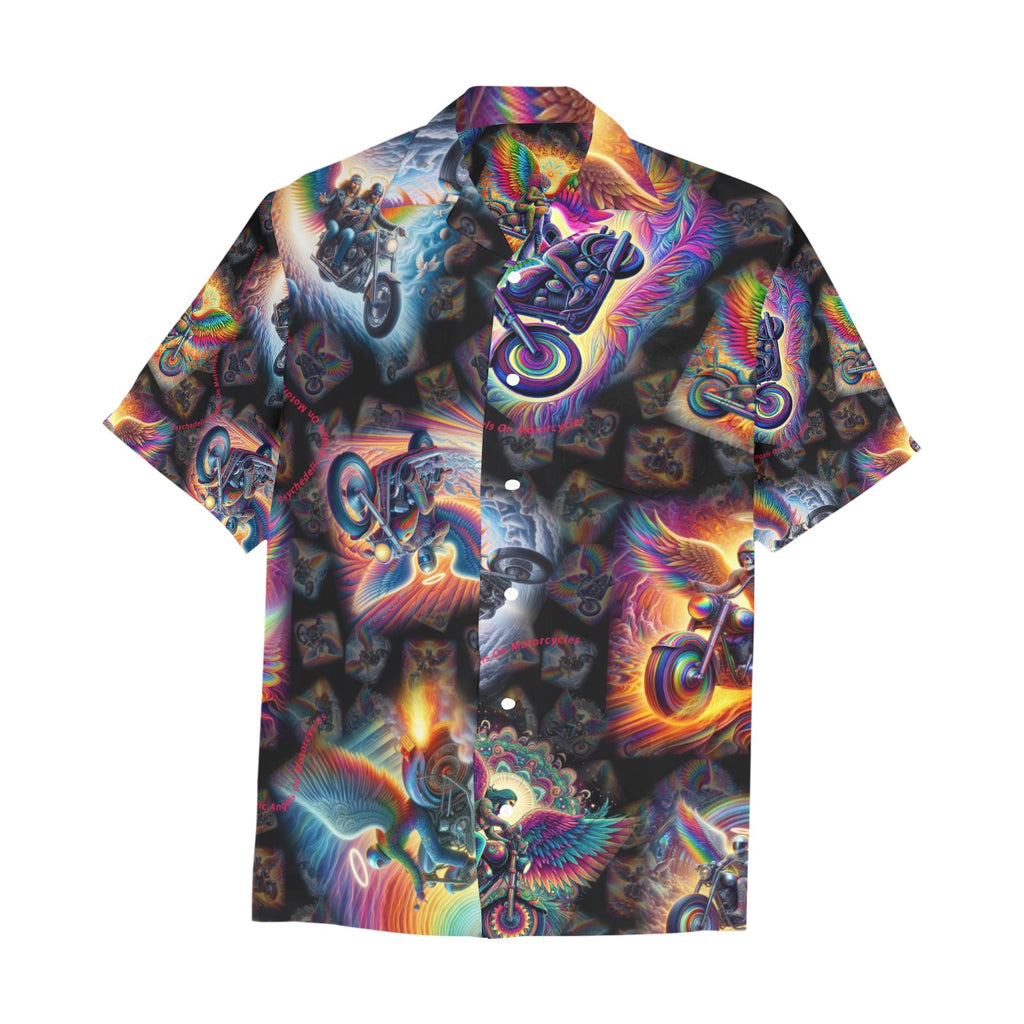 “Psychedelic Angels on Motorcycles“ Men’s Lounge Shirt – Sizes S- 5XL