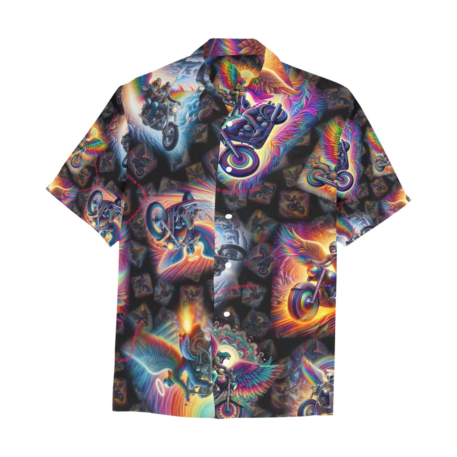 “Psychedelic Angels on Motorcycles“ Men’s Lounge Shirt – Sizes S- 5XL