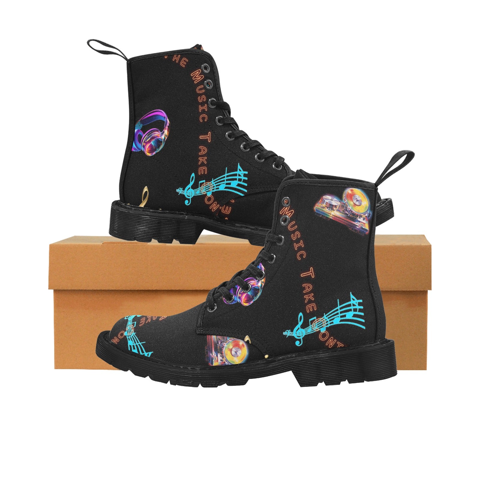 “Let the Music Take Control” " Women's Lace Up Canvas Boots
