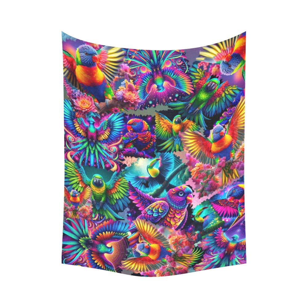 “Neon Aviary” Wall Tapestry 60” X 80”