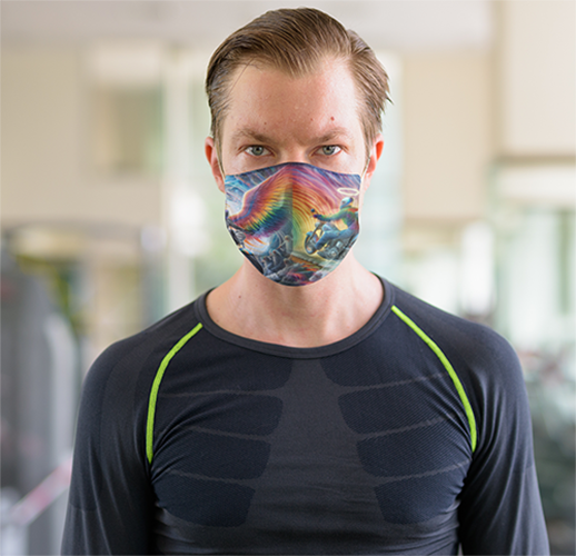 “Psychedelic Angels on Motorcycles” Face Mask – Pack of 5 with 10 Filter Elements