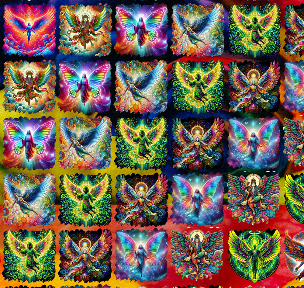 "Psychedelic Angels Above" Cuban Lounge Shirt